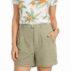 Tommy Bahama Silk Shorts Womens 10 Sage Green Herringbone High Waist Tropical